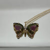 Ladies 14kt yellow gold  Watermelon Tourmaline butterfly pendant