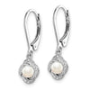 Sterling Silver Rhodium-plated Diam. and FW Cultured Pearl Earrings