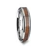 TEKKU Wood Tungsten Ring with Bevels and Teak Wood Inlay