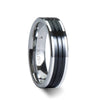 EDINBURGH Tungsten Ring with Flat Grooved Black Ceramic Inlay