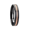 VENICE Black Ceramic Wedding Band with Rose Gold Groove