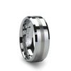 GRENOBLE Flat Beveled Tungsten Band with Brushed Stripe